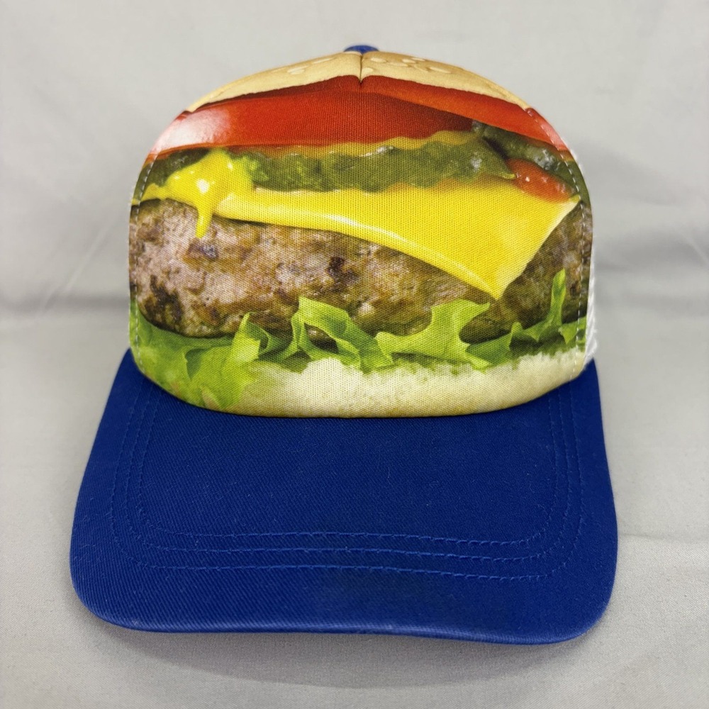 The Children's Place Hamburger Trucker Hat Boys L/XL Blue Food Graphic Cap